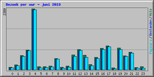 Bezoek per uur - juni 2019